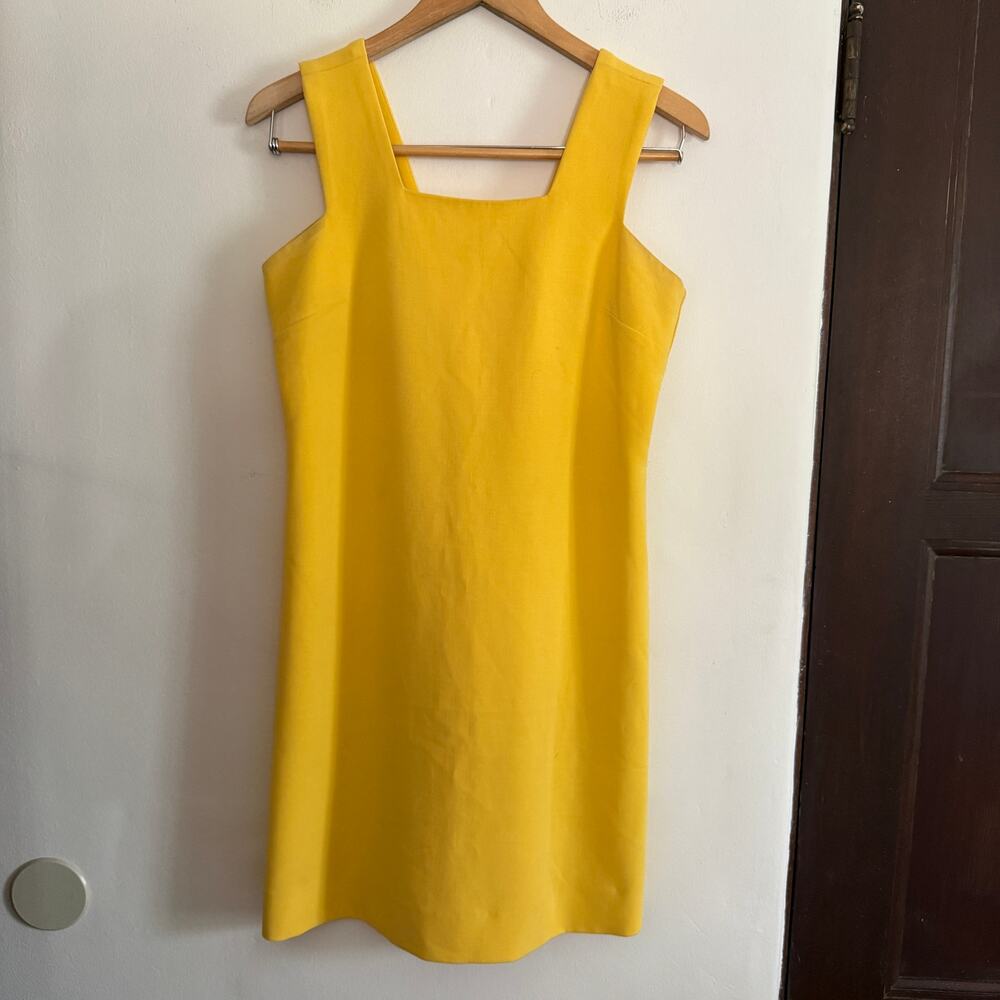 COP COPINE Voile Sunshine Yellow Square Neck Sheath Mini Dress Sz 38 / US 2